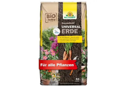 Neudorff Bio-Erde NeudoHum UniversalErde, mit Organischer Dünger, (Torffreie Bio Erde, für Zimmer-, Balkon-, Terrassen- und Gartenpflanzen), für 4 Wochen vorgedüngt