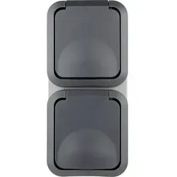 AquaStorm Steckdose Senkrecht, Aufputz grau von REV Ritter