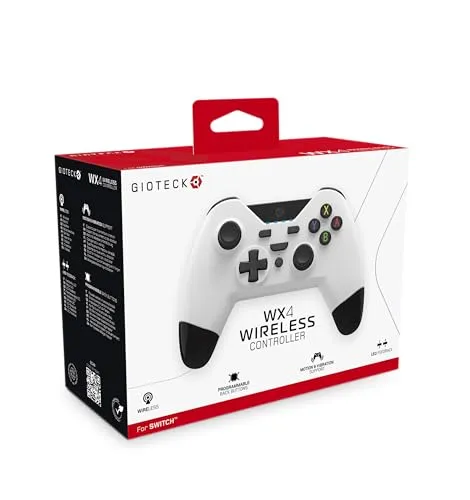 Gioteck WX4 Nintendo Switch Wireless Controller - Weiß mit programmierbaren Rücktasten - Bluetooth-kompatibel