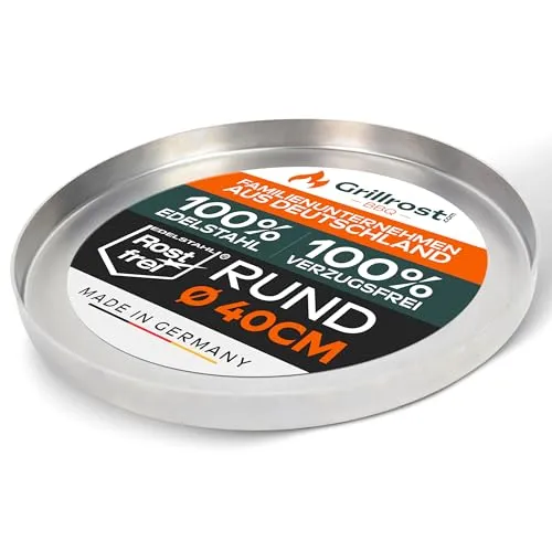 Edelstahl Grillplatte 40cm - Massiv & Vielseitig für Kohle- und Gasgrills - Grillplatten: Bereite komplette Gerichte direkt auf dem Grill zu! Die 4 mm dicke Edelstahlplatte speichert die Hitze optimal und überzeugt mit stilvollem Design für den Tisch.