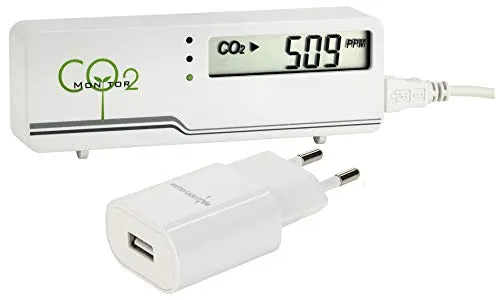 TFA Dostmann AirControl Mini CO2 Messgerät TFA 31.5006 Raumluftüberwachung (Weiß inkl. Netzteil)
