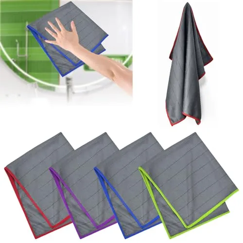 Zuxbolf Fensterputztücher Carbon Mikrofasertücher 4 Stück Streifenfrei 40x50cm