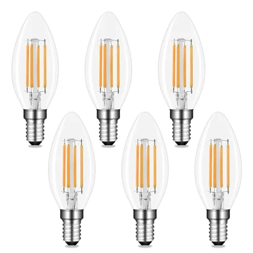 LED-Leuchtmittel e14 C35, 4 W, Warmweiß, 2700 K, 400 lm, AC 230 V, entspricht e14, 40 W, Glühlampe, LED-Kerze, für dekorative Beleuchtung, nicht dimmbar, 6 Stück