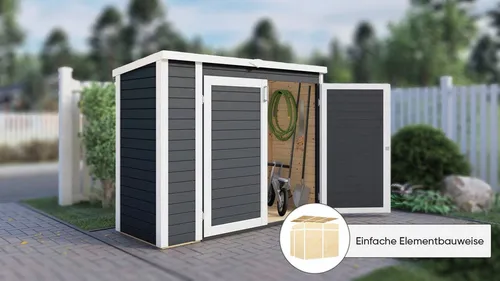 Bertilo Gartenschrank Multibox 3 Anthrazit 200 cm x 82 cm