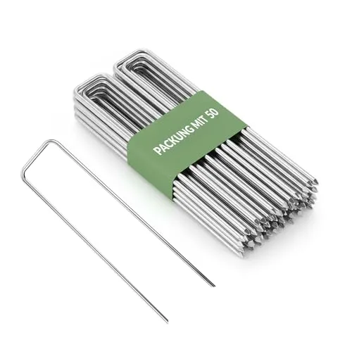 GARDENIX Erdspieße Metall 50 Stück, 150 x 30mm, Ø 3mm, Erdhaken Garten, Pflanzstab Metall, Zaunanker, Erdanker Unkrautvlies, Erdanker Rostfrei, für vielseitige Gartenanwendungen