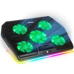 Duronic LC4 Laptop Kühler – Höhenverstellbarer Notebook Ständer mit RGB-Beleuchtung - Laptop-Ständer mit 5 Lüftern für effektive Kühlung, verbesserte Ergonomie und anpassbare RGB-Beleuchtung – ideal für Gamer und Home Office.