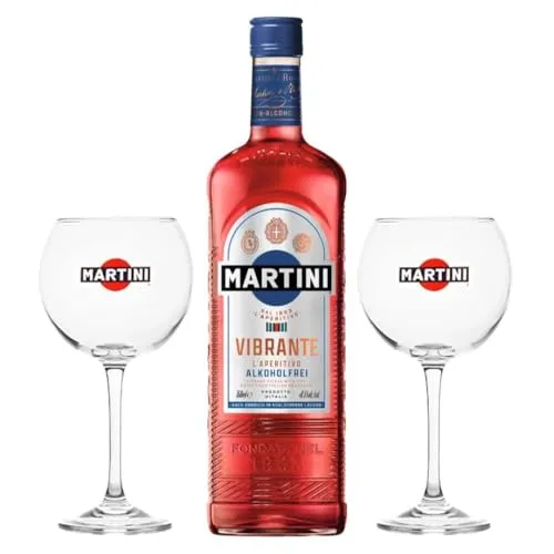 Martini Aperitiv - Martini Vibrante Alkoholfrei 0,75L + 2 Martini Ballon Gläser/Glas