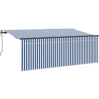 vidaXL Markise mit Sichtschutz Gestreift Creme 350 x 200 cm - Markise für Terrassen und Gärten mit elegantem Design und motorisiertem Mechanismus für einfachen Schatten – ideal für stilvolle Außenbereiche.