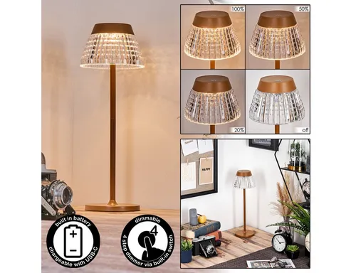 hofstein Tischleuchte dimmbar aus Metall/Kunststoff in Rostbraun - Moderne Tischleuchte mit Touchdimmer, ideal für Arbeitszimmer oder Wohnzimmer. Verstellbar und energieeffizient, sorgt für angenehmes Licht mit 100 Lumen.