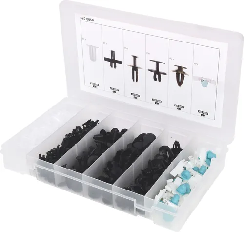 KS TOOLS Befestigungs-Clip-Satz für BMW 290tlg. - 420.0050 - KFZ-Werkzeuge - 290-teiliges Set für BMW, ideal zur professionellen Befestigung und Reparatur von Fahrzeugteilen. Hochwertige Clips für dauerhafte Nutzung.