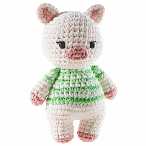 CROCHI Häkel-Freund Schwein - Kuscheltiere – Handgefertigtes, süßes Schweinchen aus weicher Häkelwolle, ideal zum Spielen und Kuscheln. Perfekt als Geschenk oder Deko, mit Liebe zum Detail und einer handlichen Größe von 15 cm.