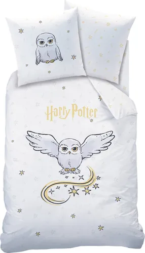 Harry Potter Bettwäsche Set mit Eule Hedwig - Bettwaren-Set für Kinder in stilvollem Harry Potter Design, 100% Baumwolle für langanhaltenden Komfort und eine magische Atmosphäre im Kinderzimmer.