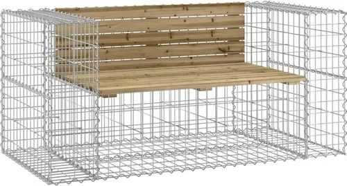 vidaXL Gabionen-Gartenbank aus Kiefernholz - Stilvolle Gartenbank mit robuster Gabionenstruktur und kesseldruckimprägniertem Kiefernholz. Ideal für Terrassen und kleine Außenbereiche.
