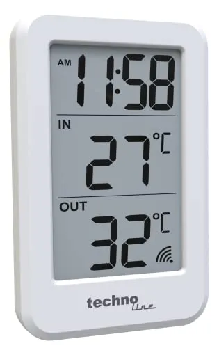 Temperaturstation WS9172 - Innentemperatur und Außentemperaturanzeige, Quarzuhr mit MIN MAX-Funktion und Batterieendanzeige