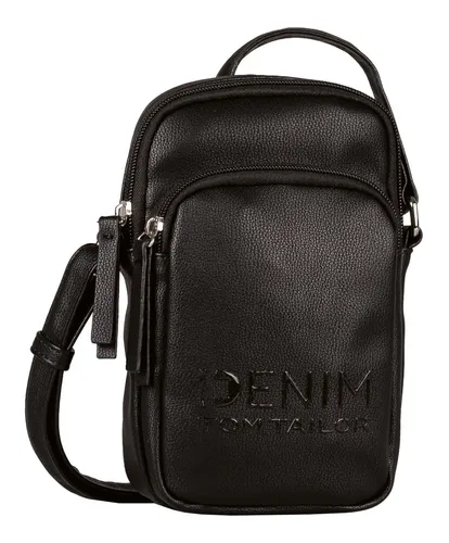 TOM TAILOR Denim Maxime Damen Handytasche - Umhängetasche in Schwarz, ideal für den Alltag mit praktischem Reißverschluss und verstellbarem Schulterriemen für individuellen Tragekomfort.