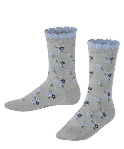 FALKE Unisex Kinder Socken Ditsy Flowers K So Baumwolle gemustert 1 Paar, Grau Lt. Heather 3223, 31-34