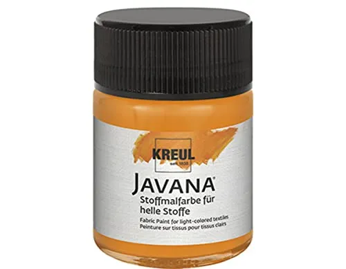 KREUL 91903 - Javana Stoffmalfarbe für helle Stoffe, 50 ml Glas in orange, geschmeidige Farbe auf Wasserbasis mit cremigem Charakter, dringt fasertief ein, waschecht nach Fixierung