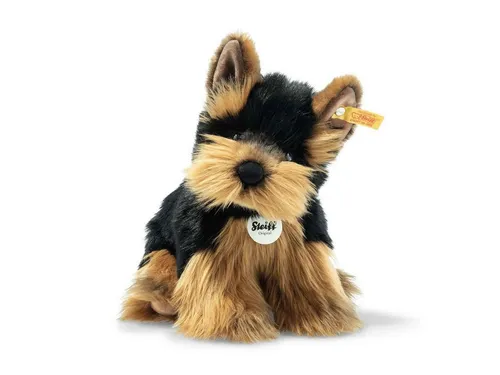 Steiff 076923 - Original Plüschtier Hund Herkules Yorkshire Terrier - Kuscheltier ca. 24 cm, idealer Schmusefreund für Babys von Geburt an, mit hochwertigem Markenplüsch und dem original Steiff „Knopf im Ohr“.