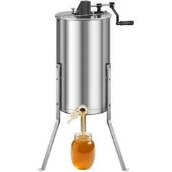 VEVOR Honigschleuder mit 2 Rahmen - Manuelle Tangentialschleuder aus rostfreiem Stahl mit transparentem Deckel und höhenverstellbarem Ständer, ideal für die Bienenzucht und einfach zu bedienen.