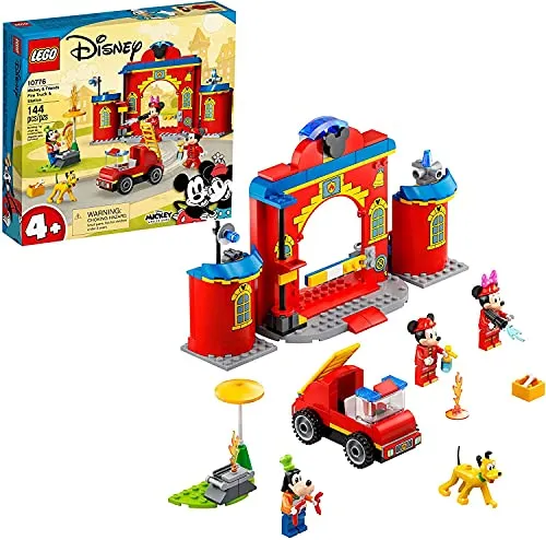 LEGO Disney Mickey & Friends Feuerwehrauto & Station 10776 - Bauspielzeugset mit 144 Teilen, ideal für Kinder ab 4 Jahren; fördert Rollenspiele und Baufähigkeiten mit einzigartigen Minifiguren und Zubehör.