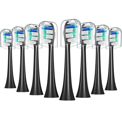 REDTRON Ersatzbürstenköpfe kompatibel mit Philips, 8 Stück Plaque Defense Zahnbürstenköpfe, kompatibel mit ProResults, Flexcare, FlexCare Platinum, Healthywhite, EasyClean (Schwarz),Stil 2