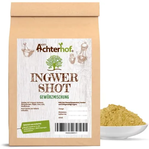 Ingwer Shot Gewürzmischung 250g | Natürlich scharf für deinen Ingwerkick - Tees - Hochkonzentrierte Ingwer Shot Mischung mit Kurkuma und vielen wertvollen Inhaltsstoffen für einen energiereichen Start in den Tag.