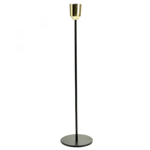 Eleganter Metall-Kerzenständer Schwarz/Gold H33,5cm Ø2,2cm
