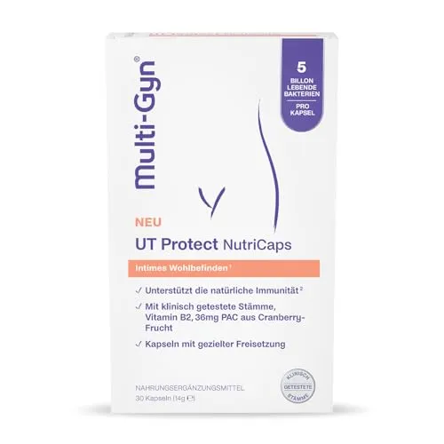 Multi-Gyn UT Protect NutriCaps. Darmgesundheit & Ausgewogene Flora mit 5 Mrd. KBE/Kapsel – Unterstützt Intime Flora für Frauen & Natürliche Immunität, Klinisch Getestete Stämme & Gezielte Freisetzung