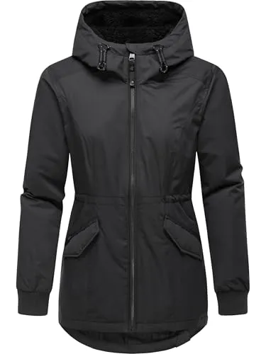 Ragwear Winterjacke Dowey Warm Rain - Wasserdichte Damenjacke in Schwarz, ideal für kalte Wintertage mit hoher Atmungsaktivität und elastischem Material für optimalen Tragekomfort.