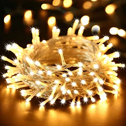 BrizLabs 200 LED Lichterkette Innen 20M Warmweiß Strombetrieben Weihnachtsbeleuchtung 8 Modi EU Stecker Weihnachten Lichter Wasserdicht für Außen Innen Zimmer Hochzeit Party Baum Garten Halloween Deko