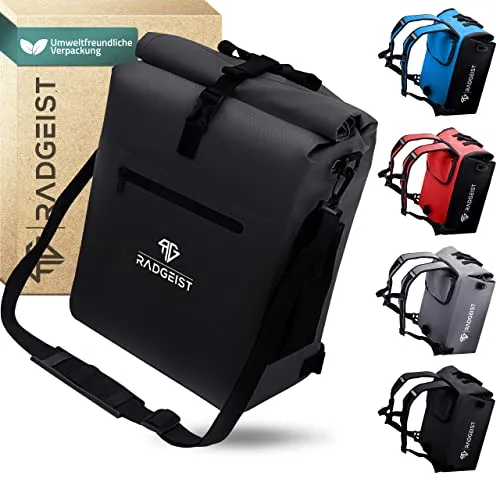 RADGEIST 3in1 Fahrradtasche für Gepäckträger - 25L schwarz - Vielseitige Fahrradtasche für Gepäckträger, 100% wasserdicht und mit integriertem Laptopfach. Ideal für sichere Transporte und passt auf 99% der Gepäckträger.