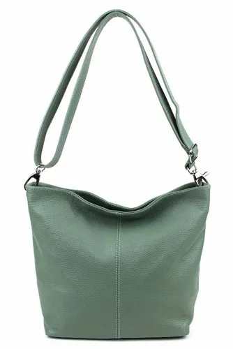ITALYSHOP24 Schultertasche MADE IN ITALY - Damen Leder Shopper mit 3-fach geteiltem Hauptfach, ideal für Freizeit und Abendveranstaltungen. Verstellbarer Umhängegurt und geräumige Innenausstattung für alles Wichtige.