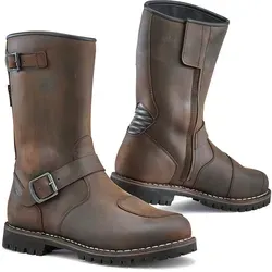TCX Fuel wasserdichte Motorradstiefel, braun, Größe 38 - Vollnarbenleder, Vintage-Look und gepolsterter Heckbereich für zusätzlichen Komfort. Ideal für Motorradfahrer, die Stil und Funktionalität schätzen.
