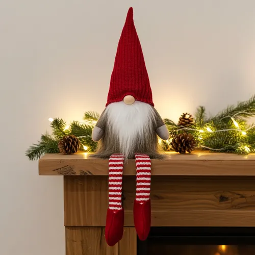 Weihnachtswichtel 20cm(40cm) Kantenhocker rot Dekofigur Weihnachten