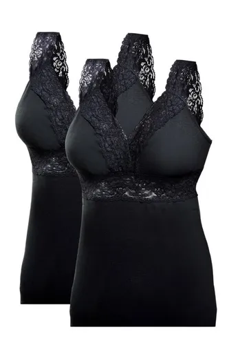 Toker Collection® Funktionsunterhemd Damen BH Hemd ohne Bügel mit weicher elastischer Spitze im 2er Pack (Packung, 2er Pack) aus reiner Baumwolle, mit elastischer Spitze