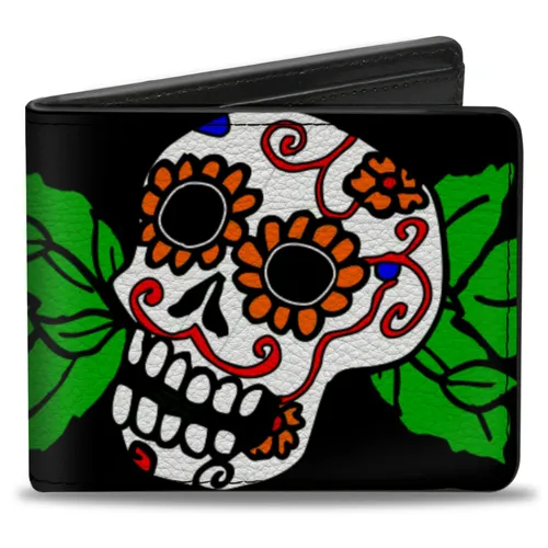 Bi-Fold Wallet Sugar Skull w/Roses & Heart (US IMPORT)