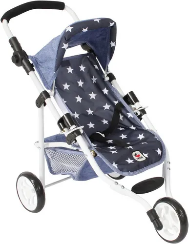Bayer Chic 2000® Puppenbuggy Lola – Sternchen Navy - Puppenwagen für Puppen bis 50 cm, höhenverstellbarer Griff von 33-62 cm, zusammenklappbar für einfachen Transport und Stauraum.