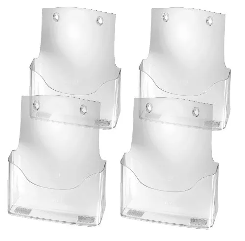 SIGEL LH110 Tisch-Prospekthalter DIN A4, 4er Pack - Hochwertiger Prospektständer aus Acryl - Büro Aufbewahrung & Organisation - Der transparente Tisch-Prospekthalter aus 2 mm Acryl bietet eine elegante Präsentation für Flyer und Broschüren, ideal für Messen und Ausstellungen.