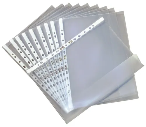 Herlitz 5896204 Dokumentenhülle A4 PP 10er Packung - Seitlich offen mit Überschlaglasche, ideal für sicheren Dokumentenschutz und Organisation