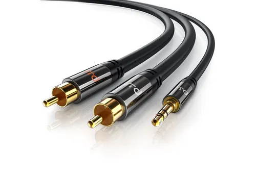Primewire Audio-Kabel, Cinch, 3,5-mm-Klinke, RCA, AUX (100 cm), Stereo HiFi Audio-Adapter mehrfach geschirmt - 1m