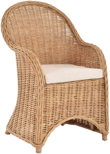 Krines Home Esszimmersessel Rattansessel mit Armlehne - Eleganter Korbsessel für Ihr Esszimmer, mit bequemer Polsterung und stilvollem Design. Ideal für gesellige Runden und entspannte Abende.