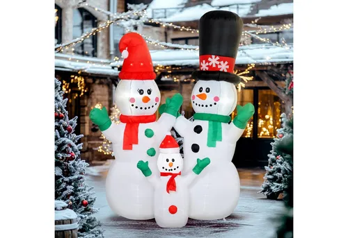 Outsunny Aufblasbare Schneemann Familie 1,8 m - Weihnachtlicher Zierschmuck: Bezaubernde 1,8 m hohe Schneemannfamilie mit integrierter LED-Beleuchtung, perfekt für festliche Garten- und Innendekoration.