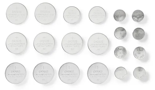 Nedis Lithium / Alkaline Knopfzellenbatterie Multi Pack - 1.5 / 3 V DC - Alkali / Lithium - CR1620 / CR2016 / CR2025 / CR2032 / LR43 / LR44 / LR54 - Anzahl der Batterien: 20 Stück - Blisterkarte