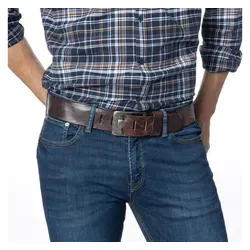 Dunkelbrauner Ledergürtel im rustikalen Look, Gr. 90 von Bernd G?tz