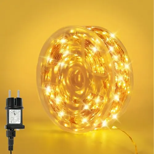 Bowfar Lichterkette Kupferdraht 20M Warmweiß Lichterkette Innen mit Stecker