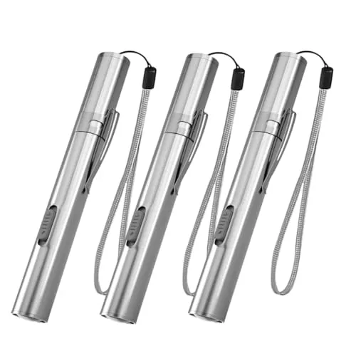 WholeFire 3 STÜCKE LED wiederaufladbare Pen Light USB Mini Pocket Pen Torch Edelstahl Water-resistente Handtasche mit Clip + USB-Kabel für Mechanik