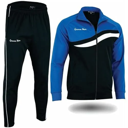 German Wear, STRIKER Herren Trainingsanzug Sportanzug Jogginganzug Doppellagig, Farbe Blau, Größe 48