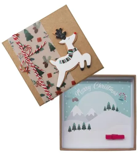 ZauberDeko Geldgeschenk Weihnachten Verpackung Geschenk Personalisiert Natur Rentier Schal Schneelandschaft Gutschein