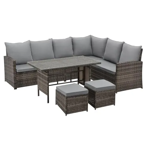 SVITA Loungeset MONROE - 4-tlg. Gartenlounge - Gartenmöbel aus pflegeleichtem Poly-Rattan, witterungsbeständig und ideal für entspannte Stunden im Freien. In modernem Braun, inklusive komfortabler Sitzauflagen.