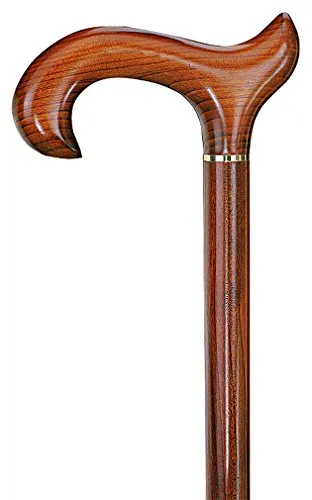 Gastrock Gehstock mit ergonomischem Derby-Griff aus Kirschholz - Hochwertiger Gehstock aus echtem Kirschbaumholz, nur ca. 280g leicht! Ideal für Damen und Herren bis 100 kg, mit rutschfestem Gummipuffer und individuell kürzbar.